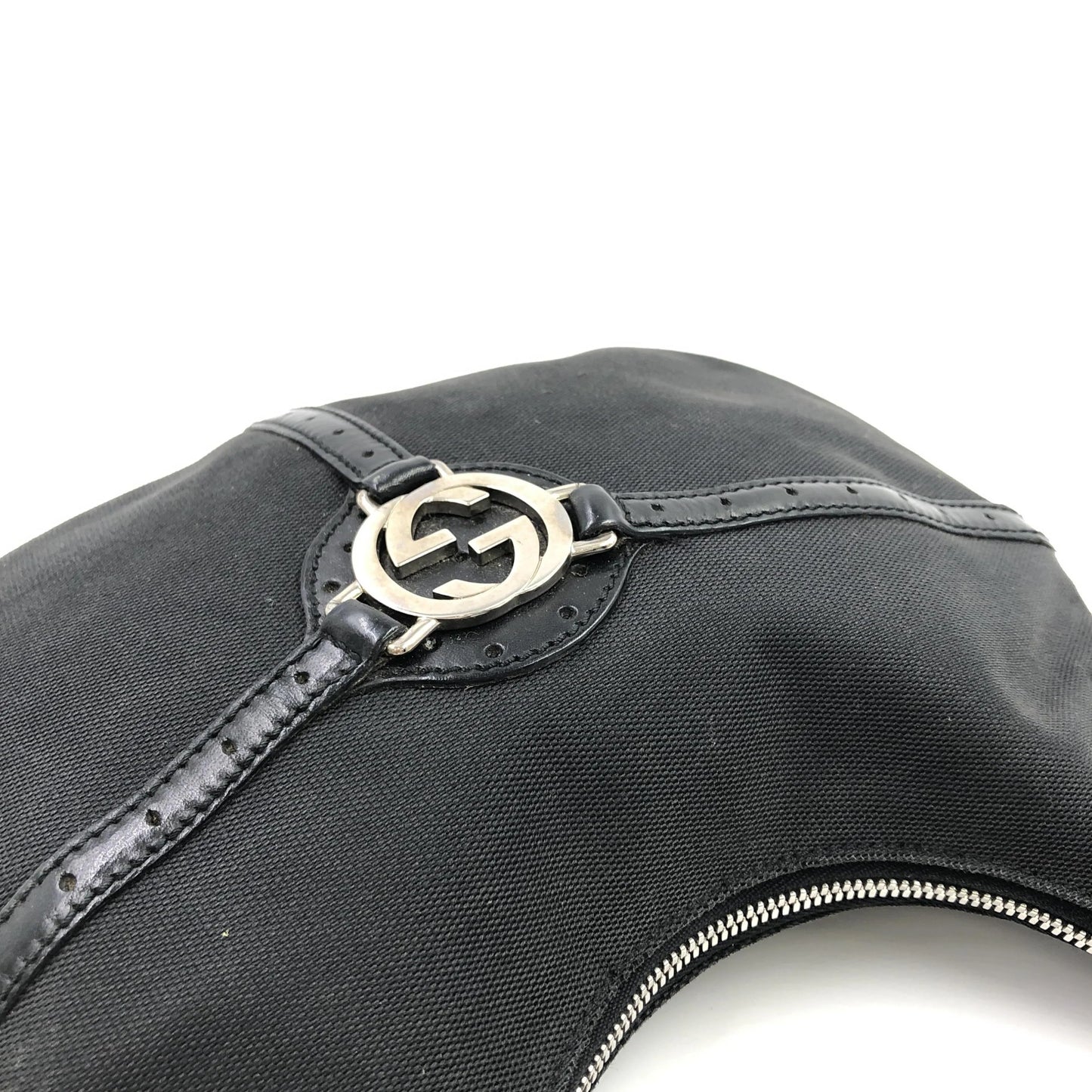 Gucci Reins Web Hobo Canvas, Black, Canvas, Handbag