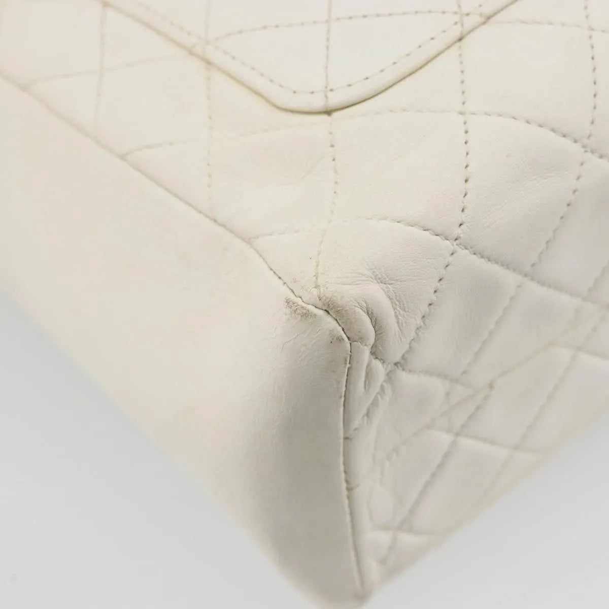 Chanel CC handbag Leather, White, Canvas, Handbag