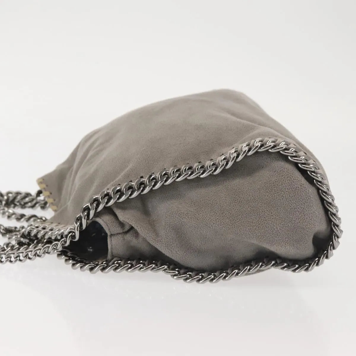 Stella McCartney Falabella Fold Over Faux Suede, Gray, Synthetic, Shoulder Bag