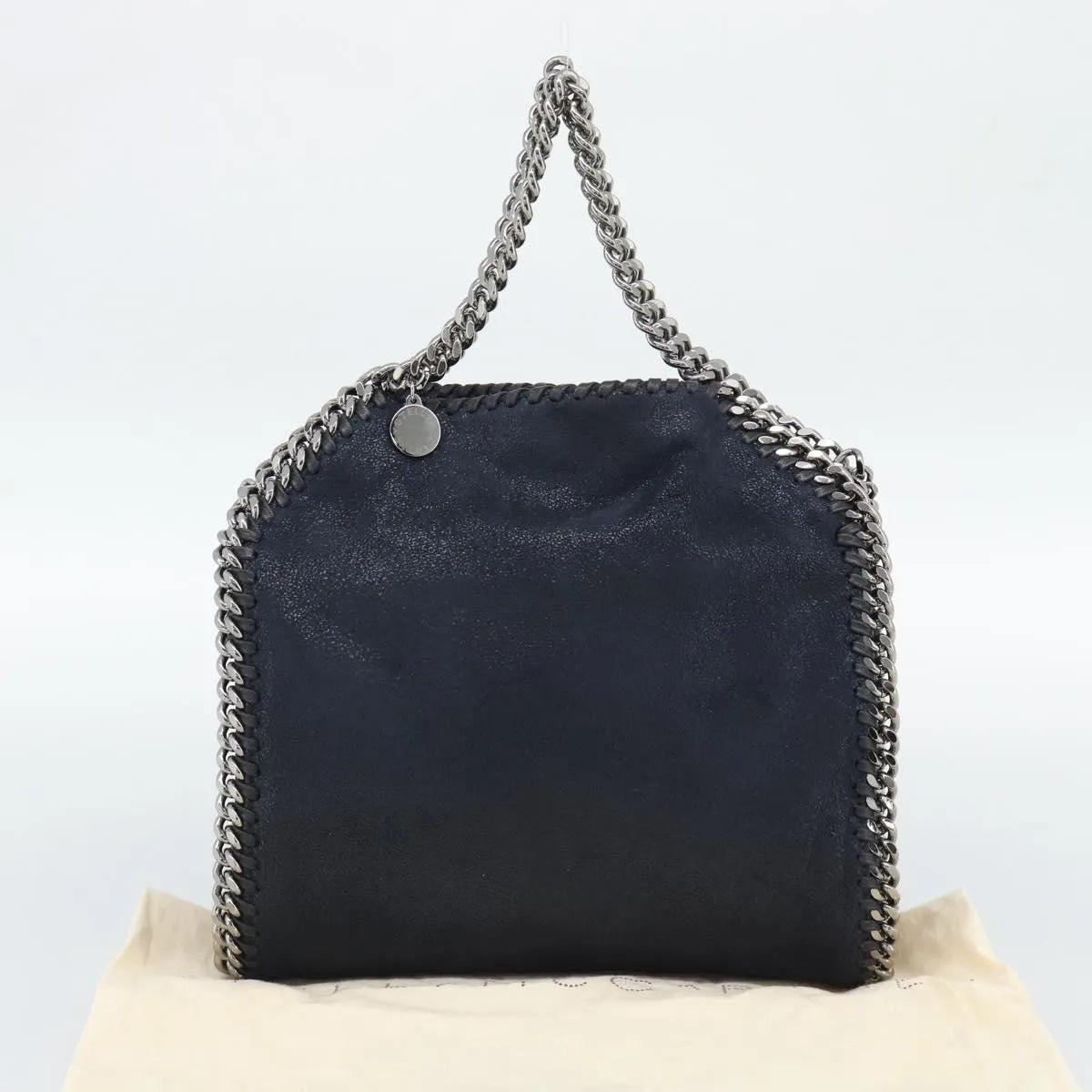 Stella McCartney Falabella Fold Over Faux Leather, Navy, Polyester, Shoulder Bag