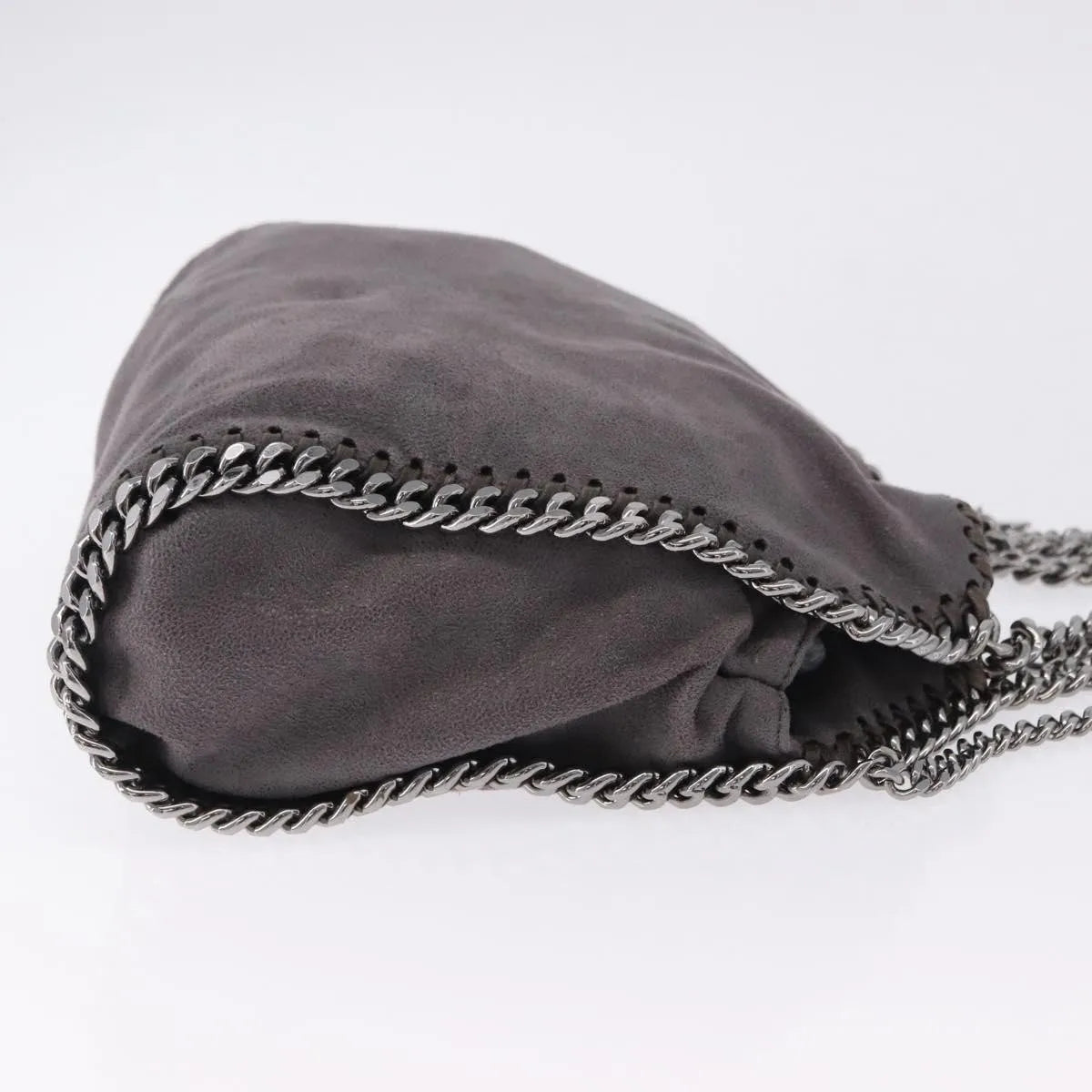 Stella McCartney Falabella Fold Over Faux Leather, Gray, Polyester, Shoulder Bag