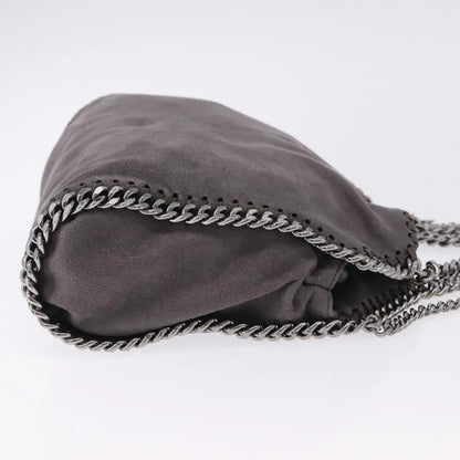Stella McCartney Falabella Fold Over Faux Leather, Gray, Polyester, Shoulder Bag