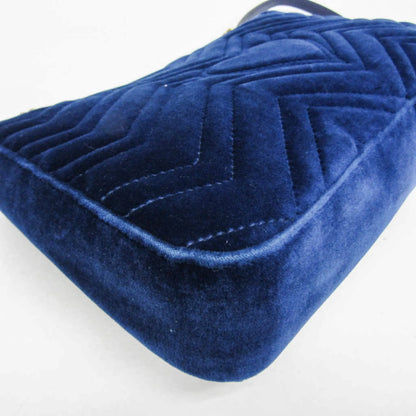 Gucci GG Marmont Flap Embroidered Matelasse Velvet, Blue, Velvet, Shoulder Bag