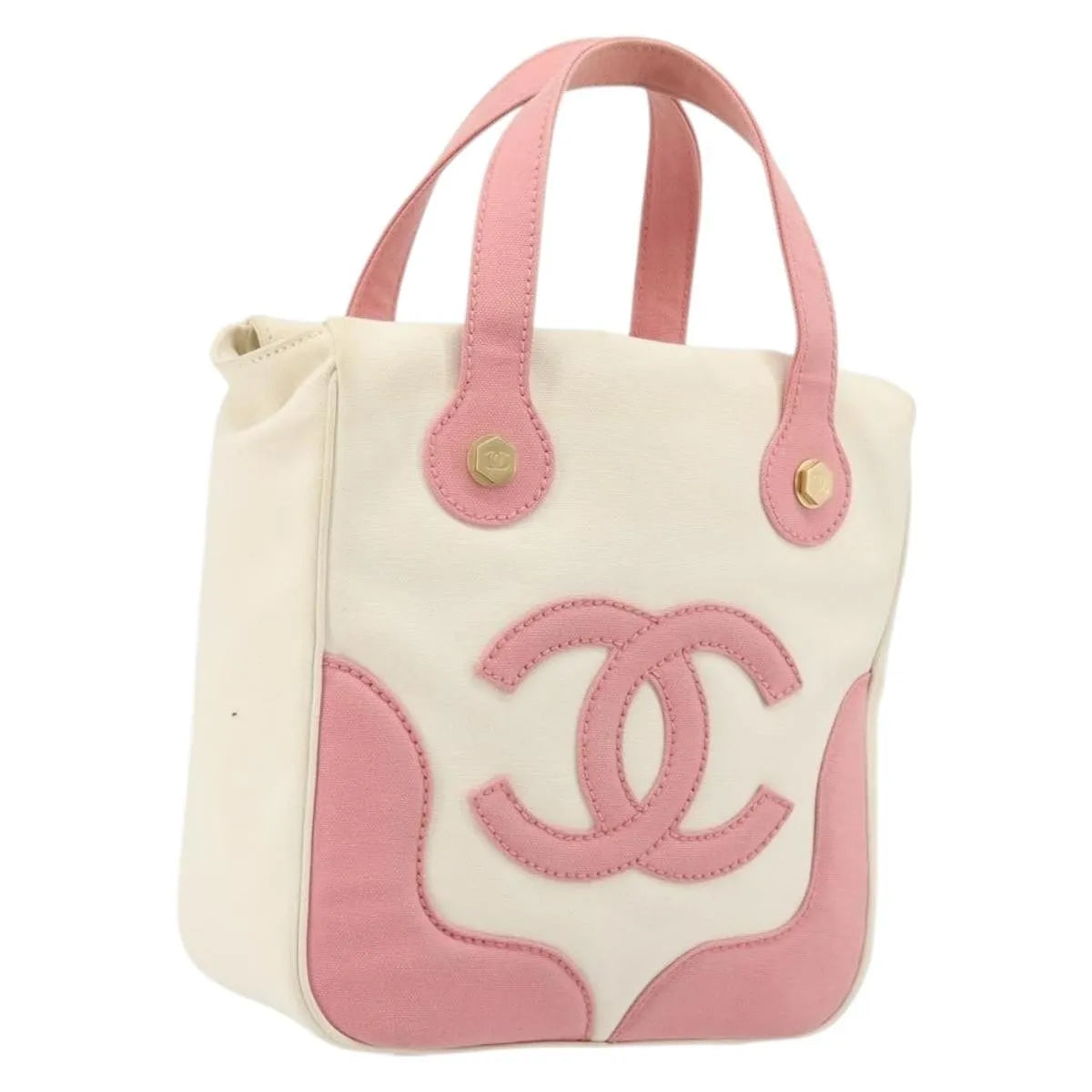 Chanel Vintage CC Tote Canvas, Beige, Canvas, Tote Bag