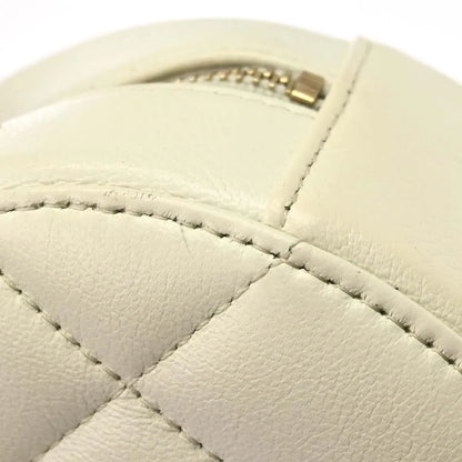 Chanel Round Clutch with Chain Quilted Lambskin, White, Leather, Clutch
