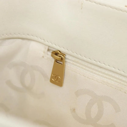 Chanel Surpique Tote Quilted Leather, White, Leather, Tote Bag