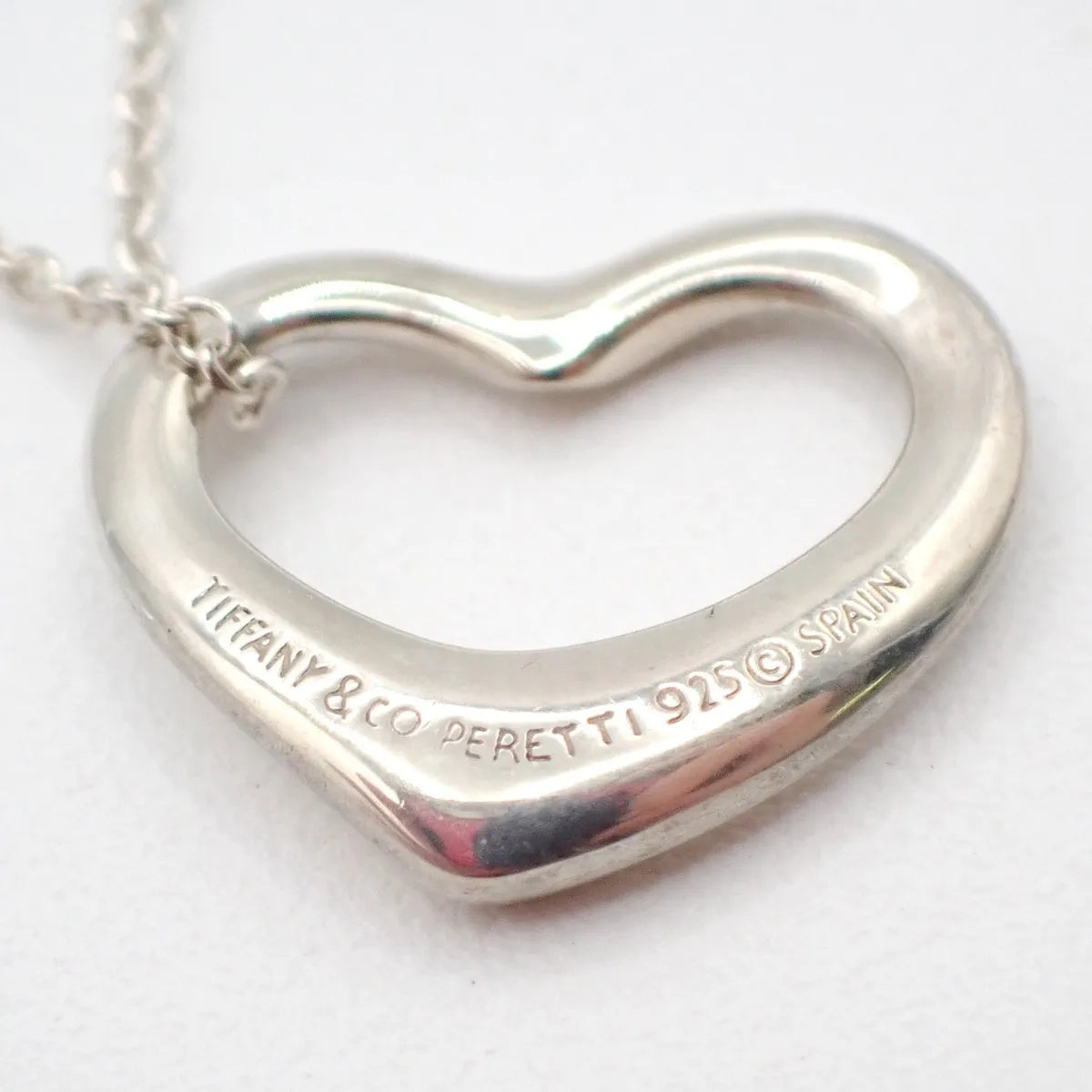 Tiffany & Co. Elsa Peretti Open Heart Pendant Sterling Silver, Silver, Silver, Necklace