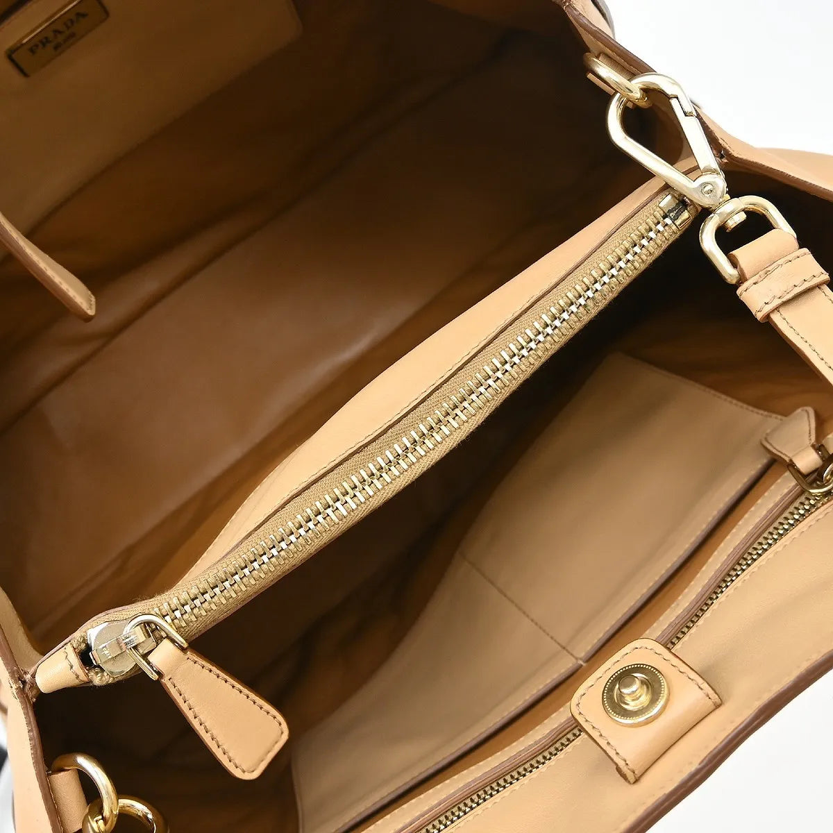 Prada Shopping Tote Cervo Leather, Beige, Leather, Handbag