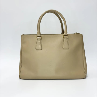 Prada Galleria Double Zip Travel Tote Saffiano Leather, Beige, Leather, Handbag