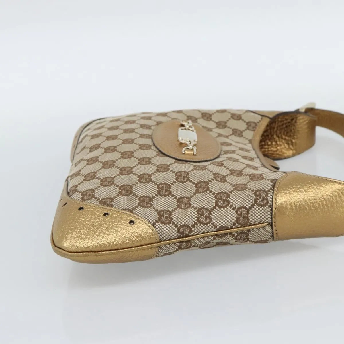 Gucci Vintage Jackie O Chain Hobo GG Canvas, Beige, Canvas, Handbag
