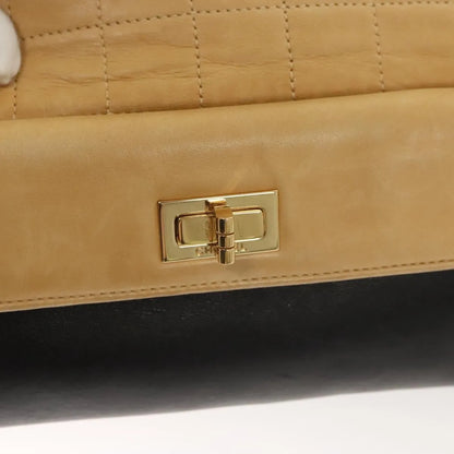 Chanel Chocolate Bar Handbag Lambskin, Beige, Leather, Handbag