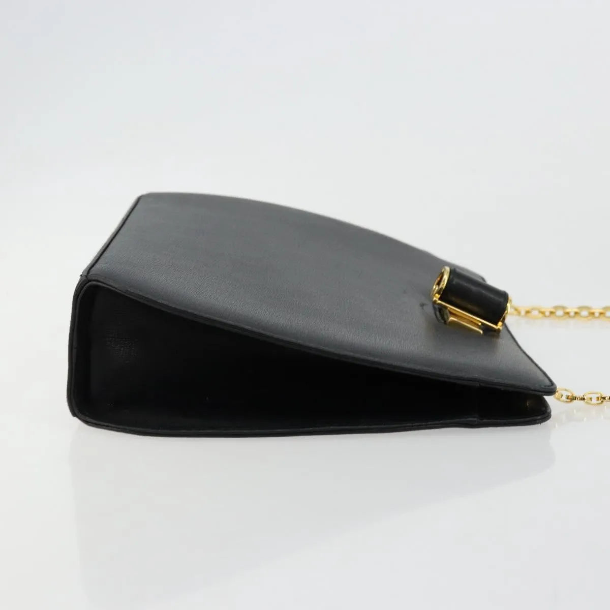 Salvatore Ferragamo Vintage Chain Leather, Black, Leather, Shoulder Bag