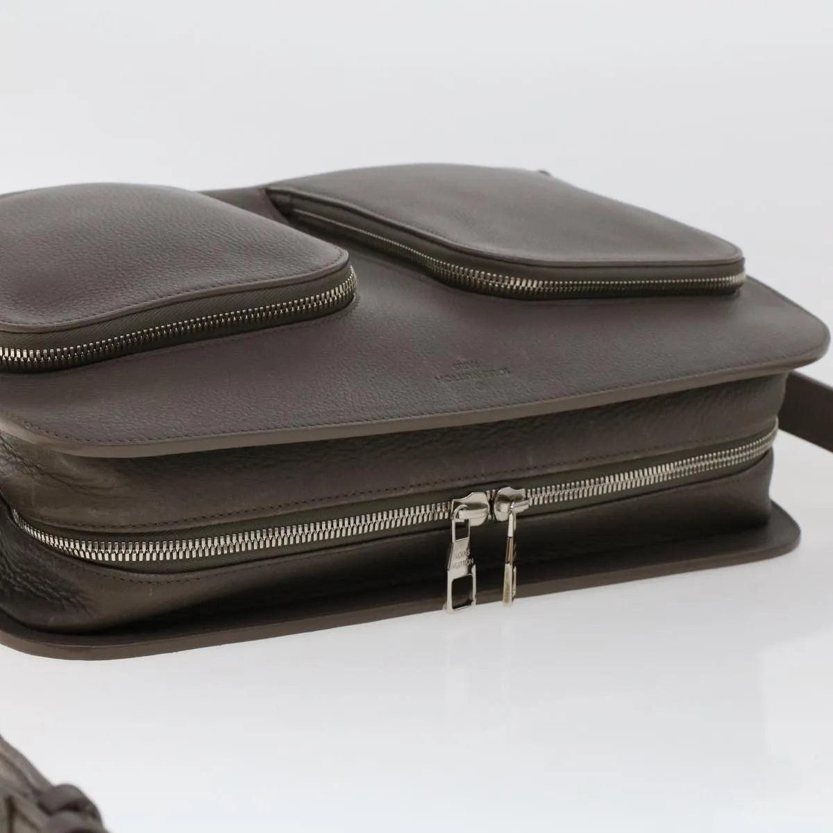 Louis Vuitton Naxos Leather, Gray, Leather, Shoulder Bag