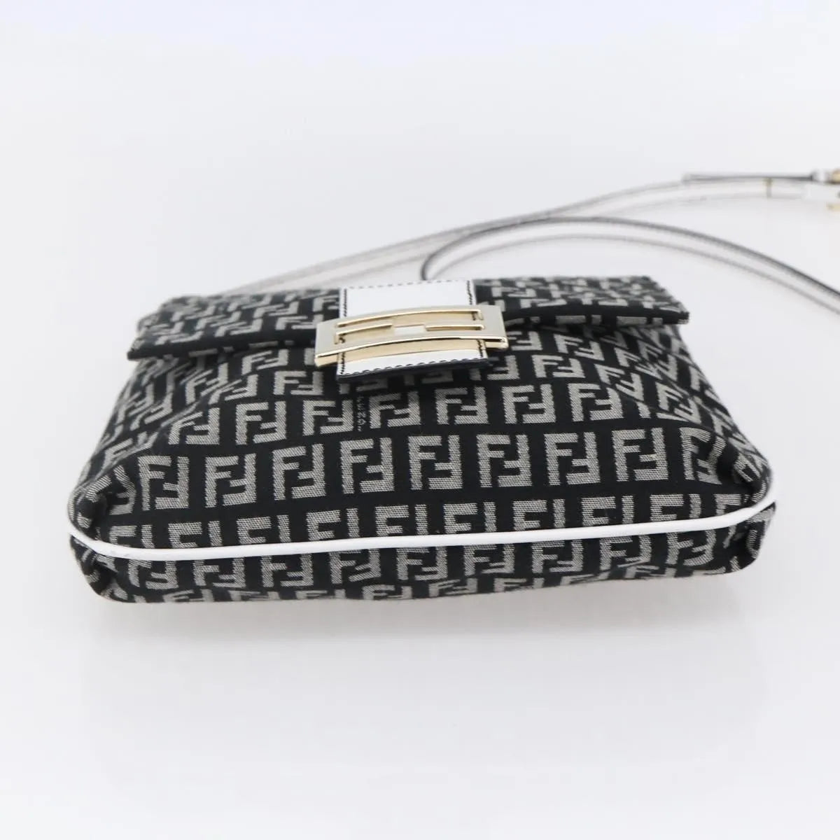Fendi Vintage Flap Zucchino Canvas, Black, Canvas, Shoulder Bag