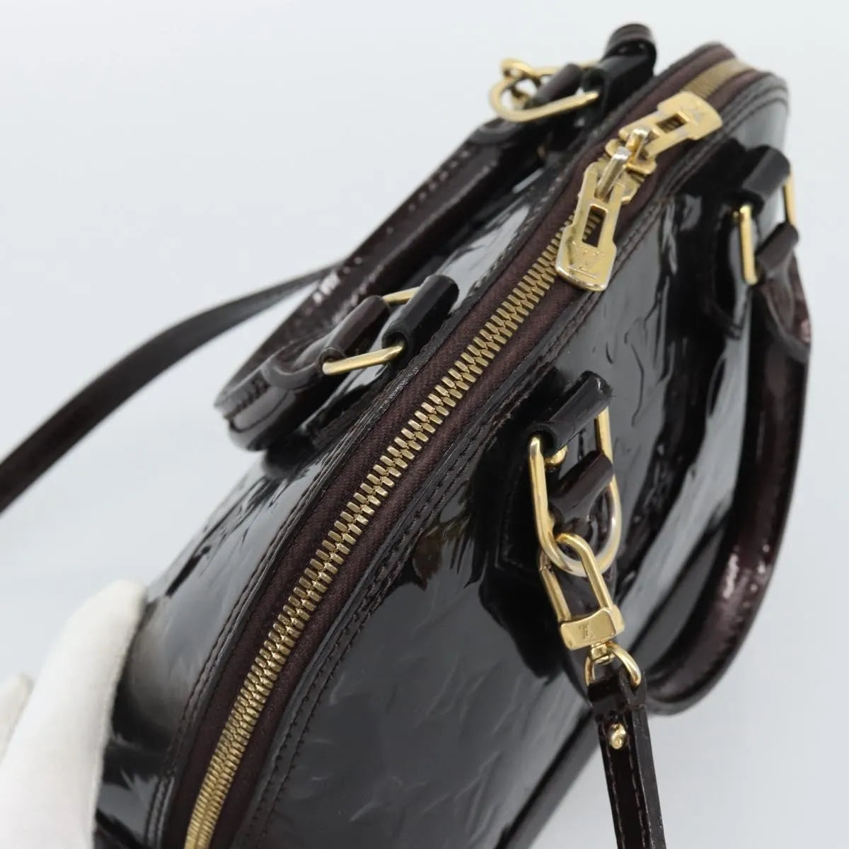 Louis Vuitton Alma Patent Leather, Brown, Patent Leather, Handbag