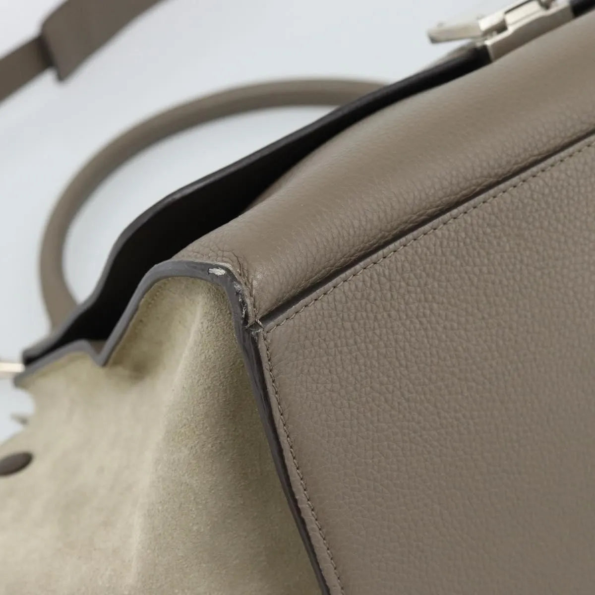 Celine Trapeze Leather with Suede, Gray, Leather, Handbag