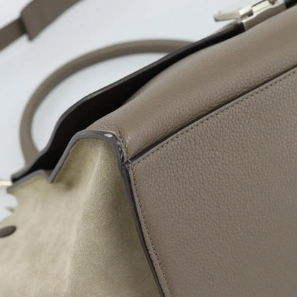 Celine Trapeze Leather with Suede, Gray, Leather, Handbag