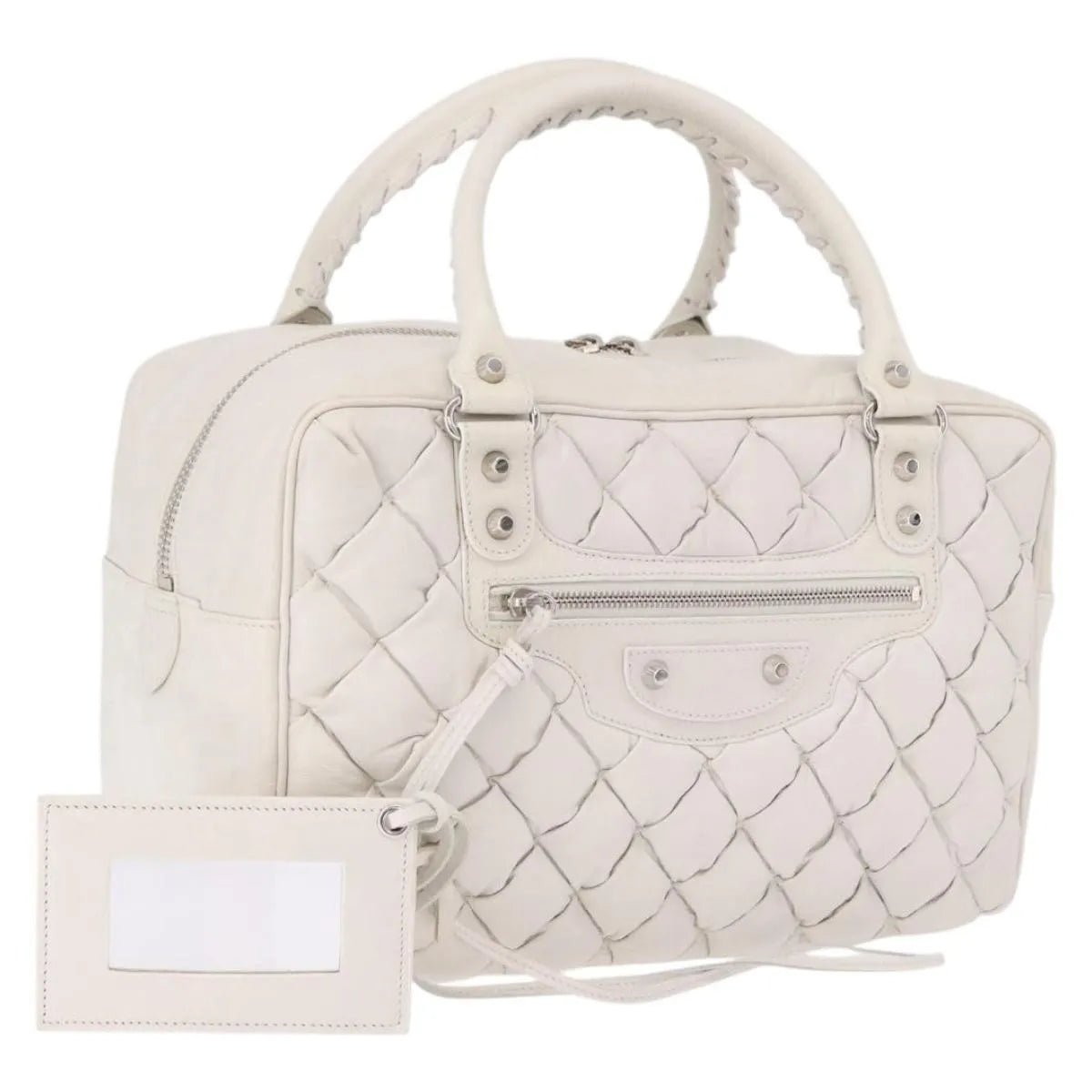 Balenciaga Matelasse Leather, White, Leather, Handbag