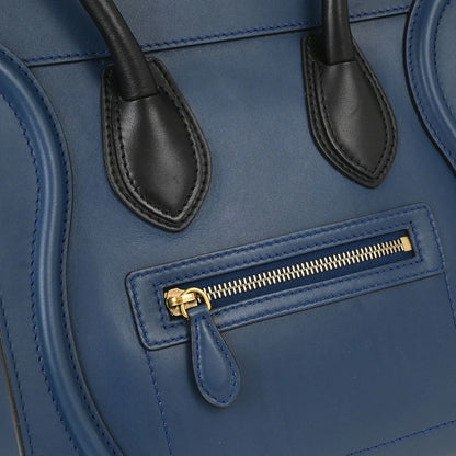 Celine Luggage Smooth Leather, Blue, Leather, Handbag