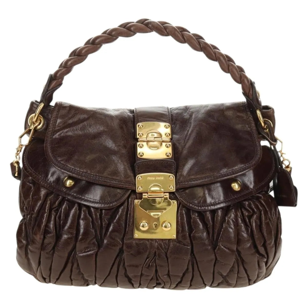 Miu Miu Coffer Convertible Hobo Matelasse Leather, Brown, Leather, Handbag