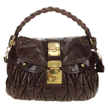 Miu Miu Coffer Convertible Hobo Matelasse Leather, Brown, Leather, Handbag