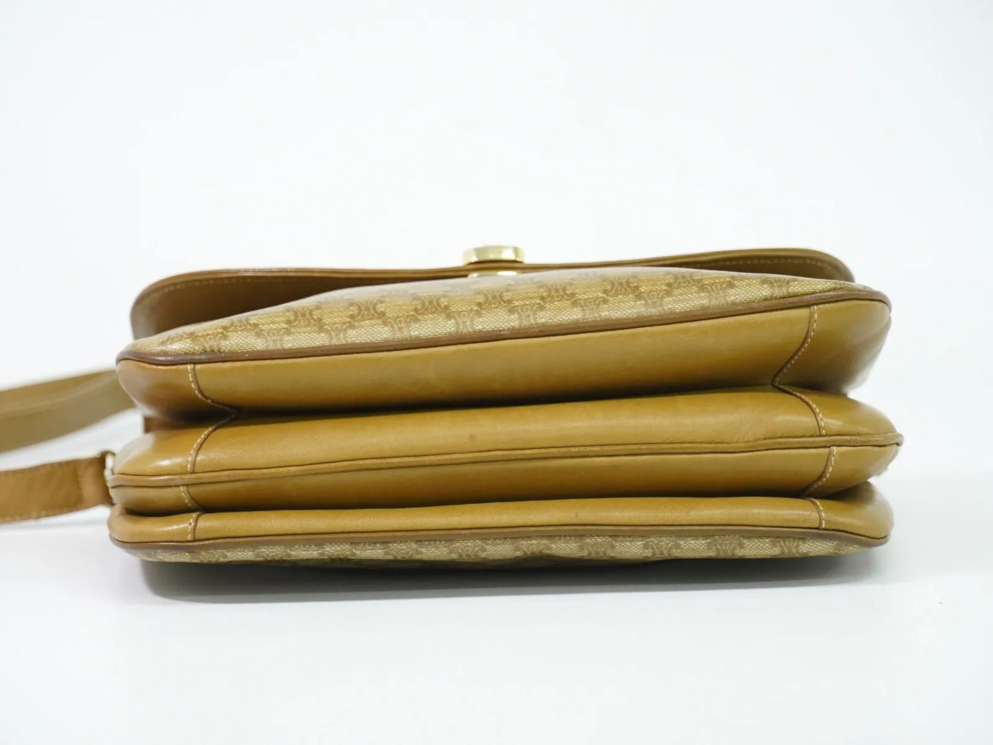 Celine Vintage Macadam Canvas and Leather, Beige, Canvas, Shoulder Bag