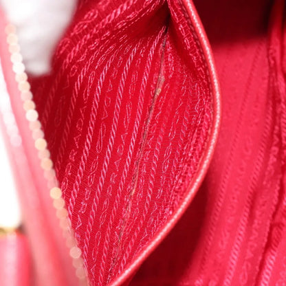 Prada Double Zip Lux Tote Saffiano Leather, Red, Leather, Handbag