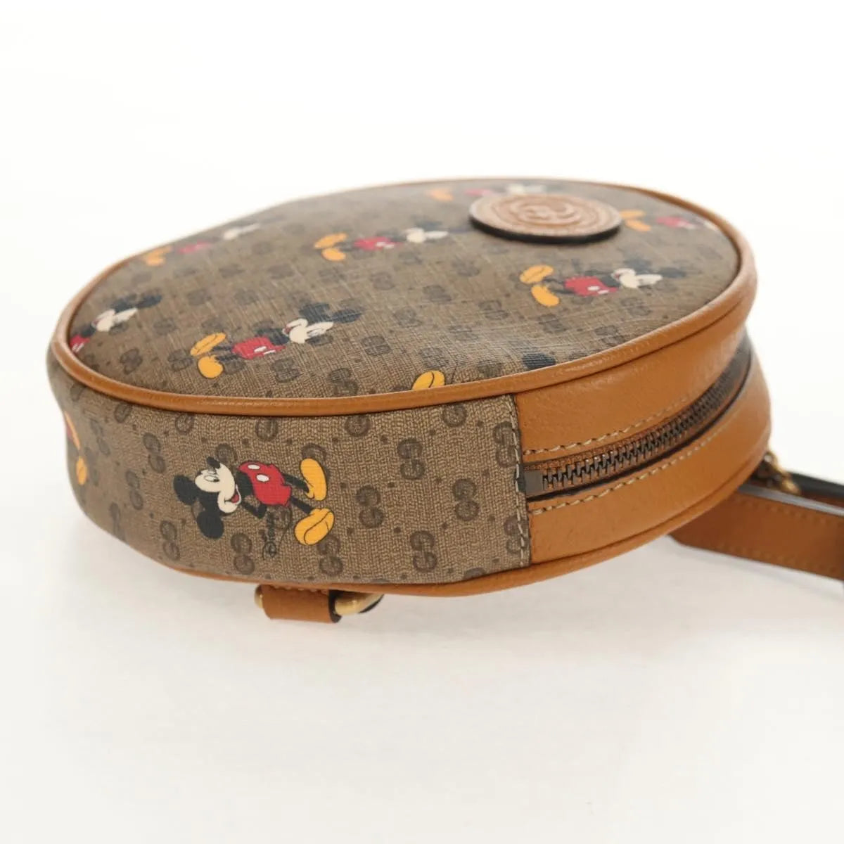 Gucci Disney Mickey Mouse Round Backpack (Outlet) Printed Mini GG Coated Canvas, Beige, Canvas, Backpack