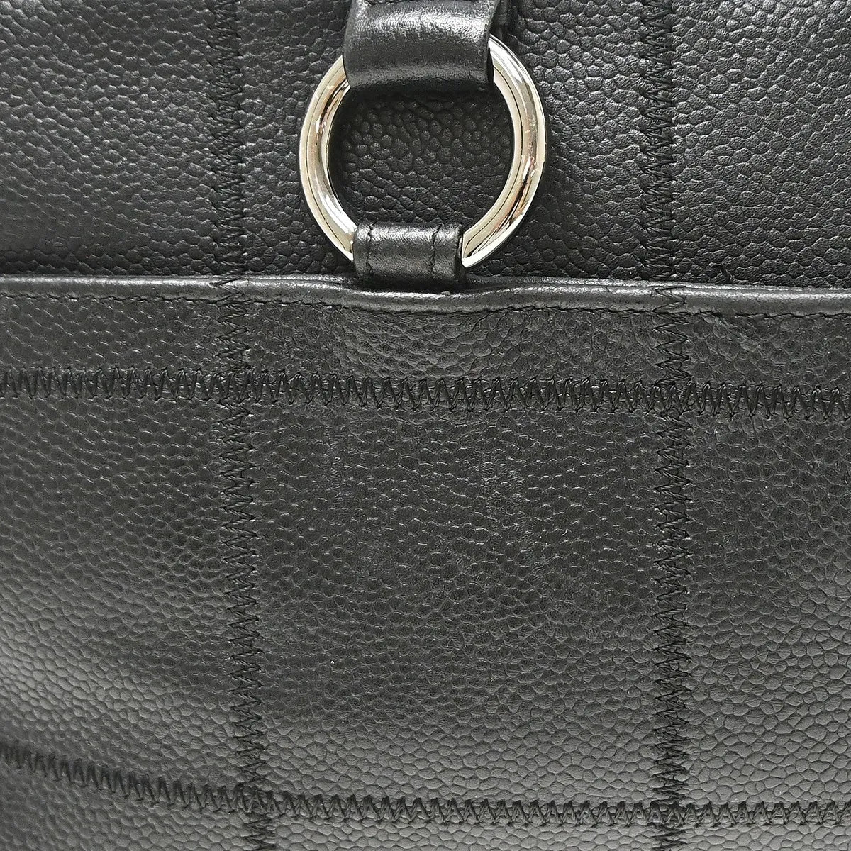 Chanel Square Stitch CC Boston Quilted Caviar, Black, Leather, Handbag