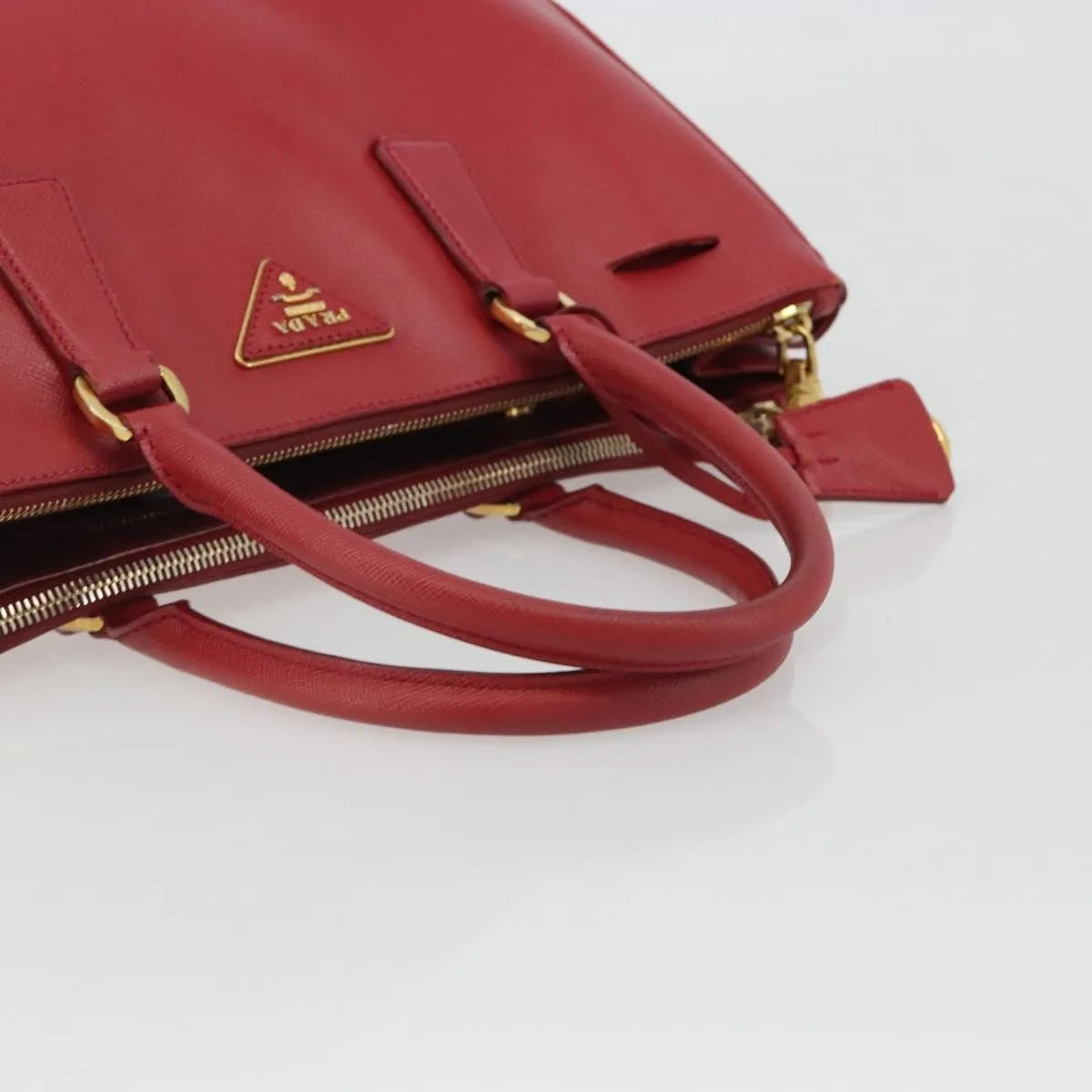 Prada Double Zip Lux Tote Saffiano Leather, Red, Leather, Handbag