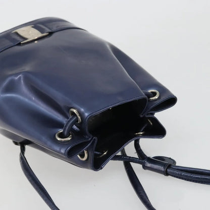 Salvatore Ferragamo Vala Patent Leather, Navy, Patent Leather, Backpack