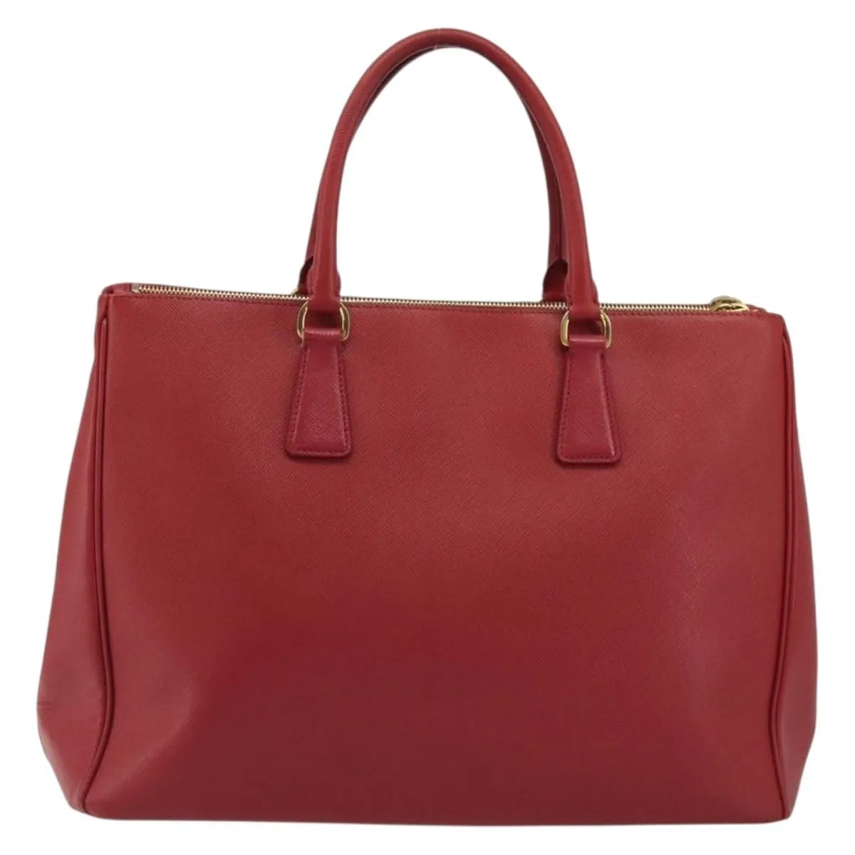 Prada Double Zip Lux Tote Saffiano Leather, Red, Leather, Handbag