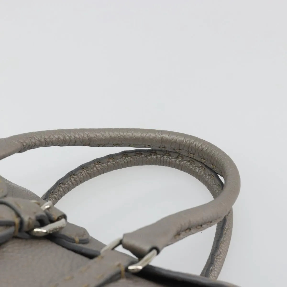 Fendi Selleria Linda Satchel Pebbled Leather, Gray, Leather, Handbag