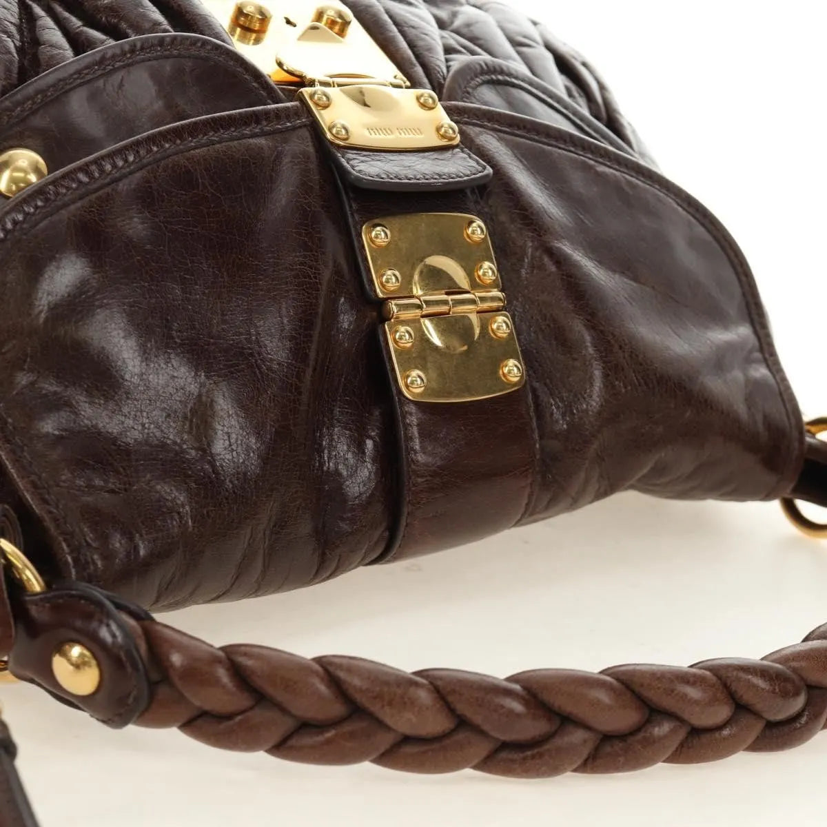 Miu Miu Coffer Convertible Hobo Matelasse Leather, Brown, Leather, Handbag