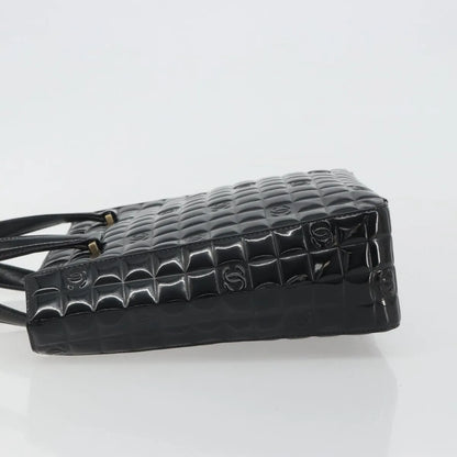 Chanel Chocolate Bar CC Tote Quilted Patent, Black, Patent Leather, Tote Bag