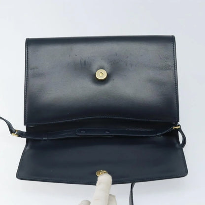 Gucci Vintage Interlocking G Flap Leather, Navy, Leather, Shoulder Bag