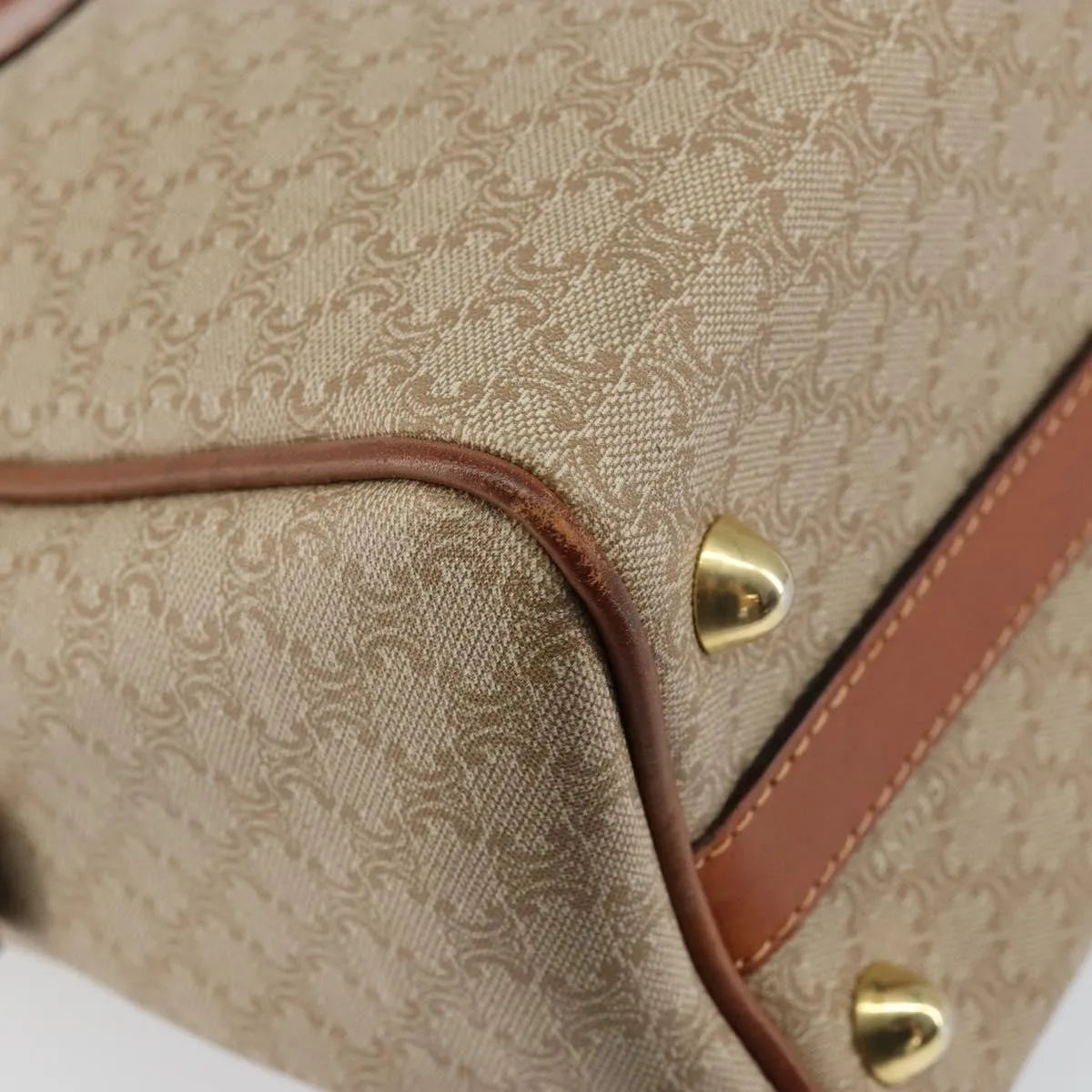 Celine Vintage Macadam Canvas, Beige, Canvas, Handbag