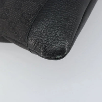 Gucci Zip Messenger GG Canvas with Perforated Leather, Black, Canvas, Shoulder Bag