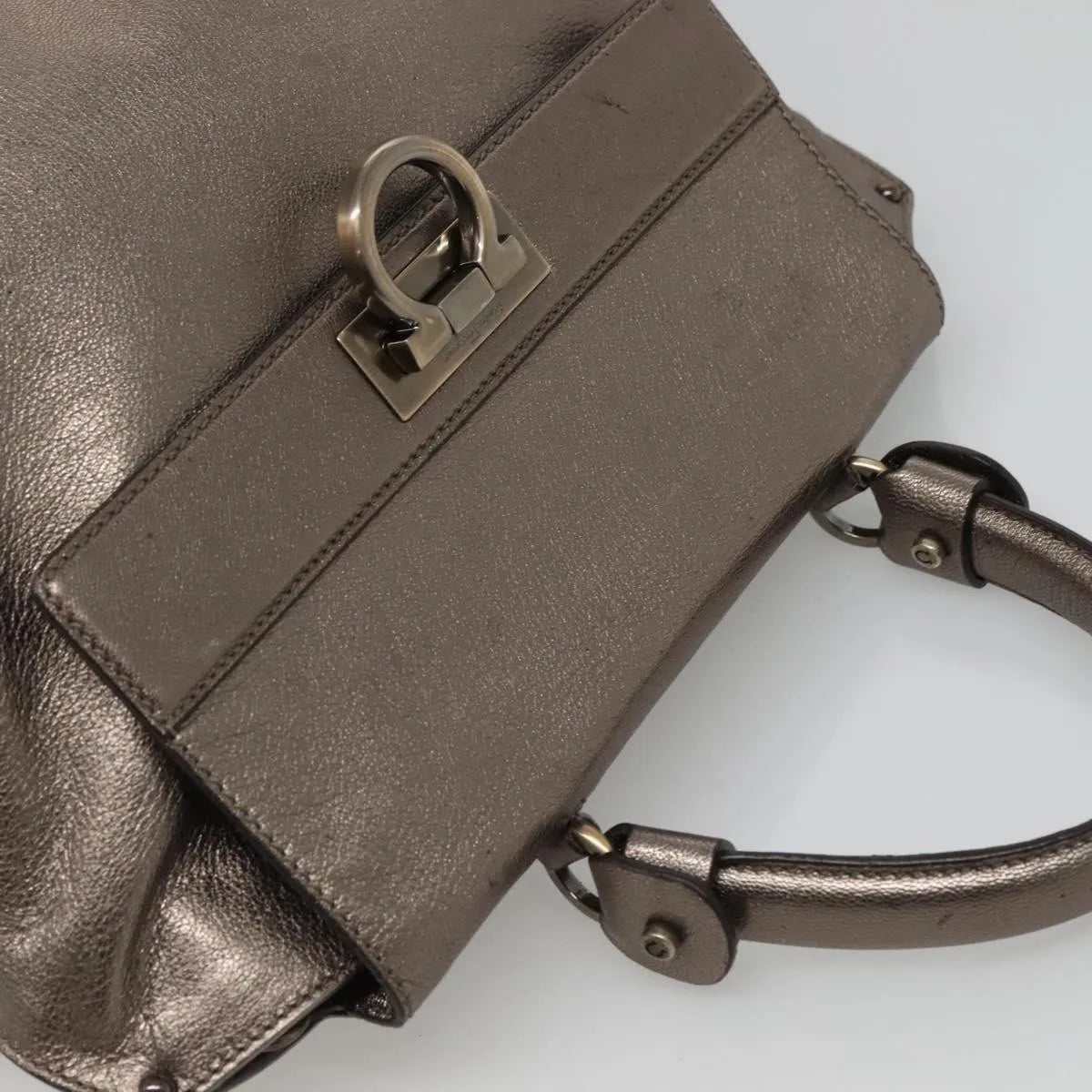Salvatore Ferragamo Sofia Satchel Leather, Gold, Leather, Handbag