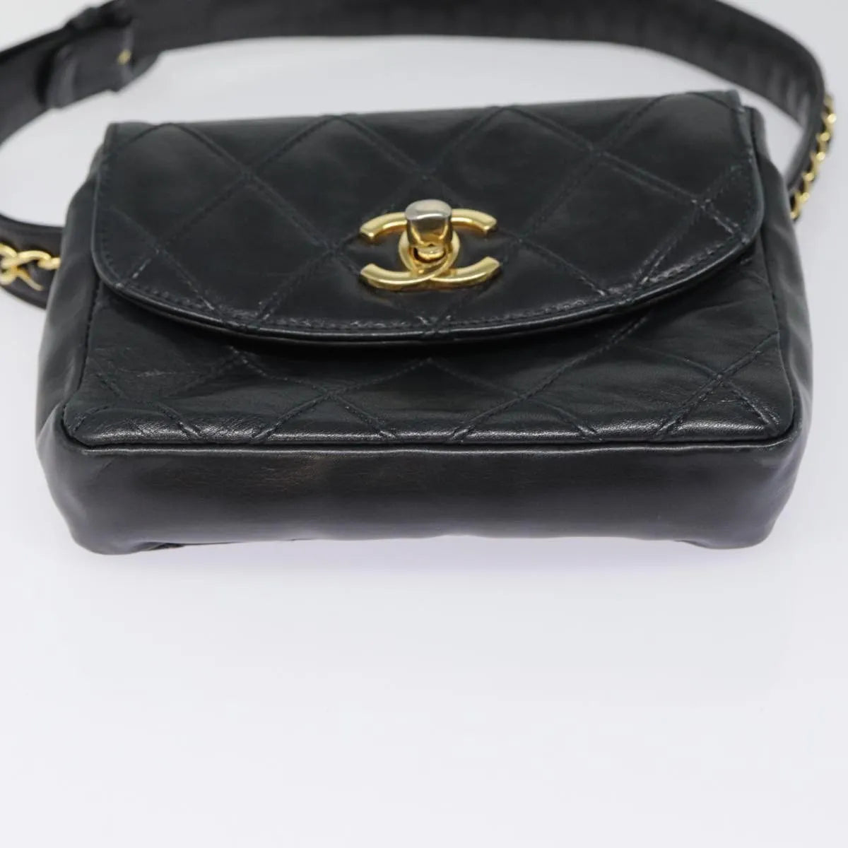 Chanel Vintage CC Flap Waist Quilted Leather, Black, Leather, Clutch