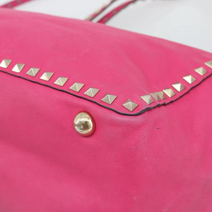 Valentino Garavani Rockstud Tote Textured Leather, Pink, Leather, Tote Bag
