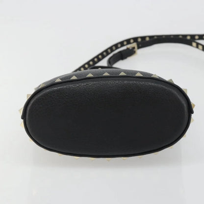 Valentino Garavani Rockstud Leather, Black, Leather, Handbag