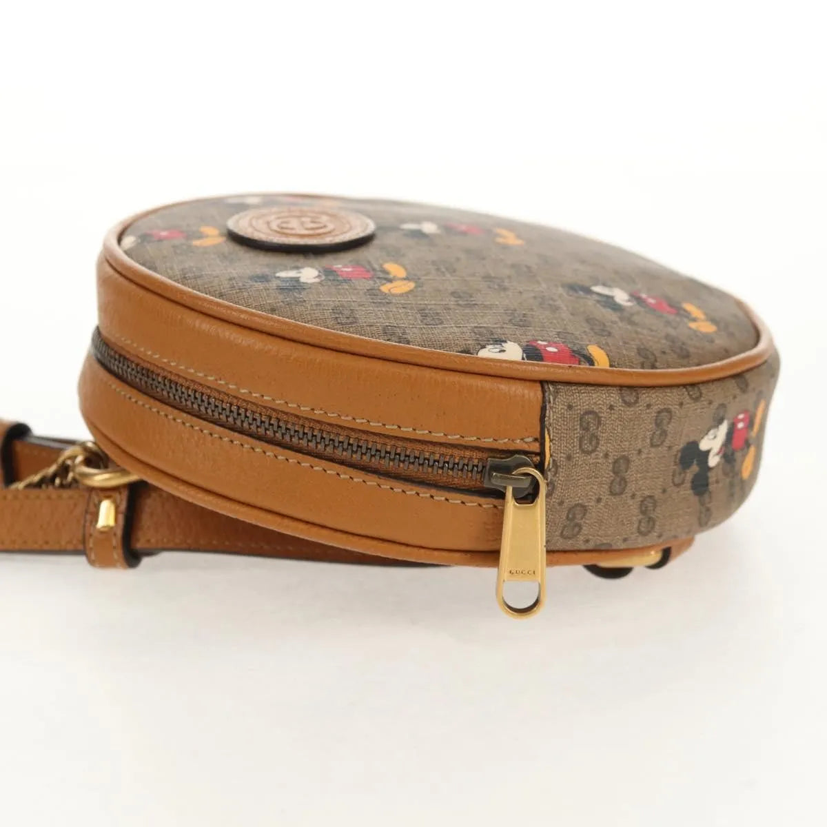 Gucci Disney Mickey Mouse Round Backpack (Outlet) Printed Mini GG Coated Canvas, Beige, Canvas, Backpack