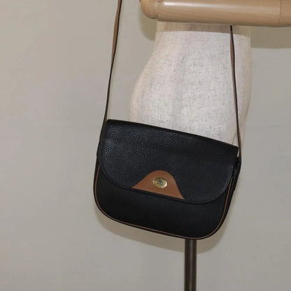 Christian Dior Vintage CD Flap Leather, Black, Leather, Shoulder Bag