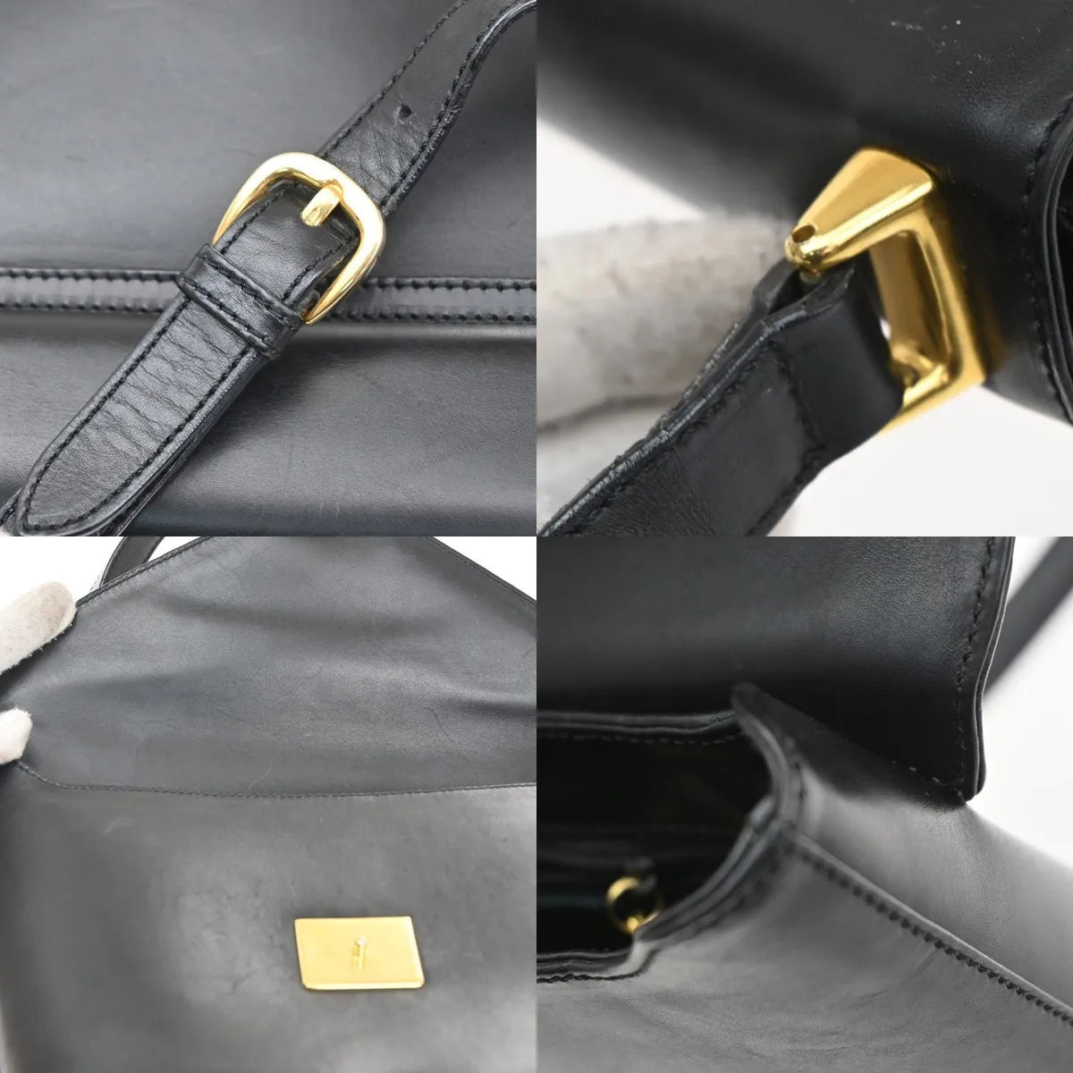 Salvatore Ferragamo Vintage Leather, Black, Leather, Shoulder Bag