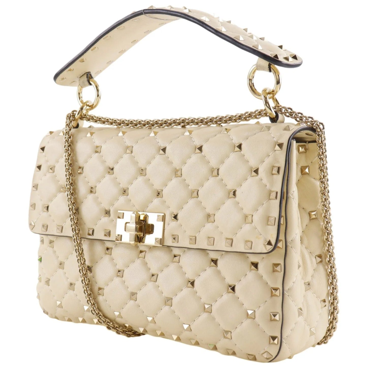 Valentino Garavani Free Rockstud Spike Flap Quilted Leather, White, Leather, Handbag