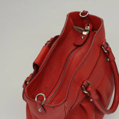 Salvatore Ferragamo Gancini Handle Tote Leather, Red, Leather, Handbag