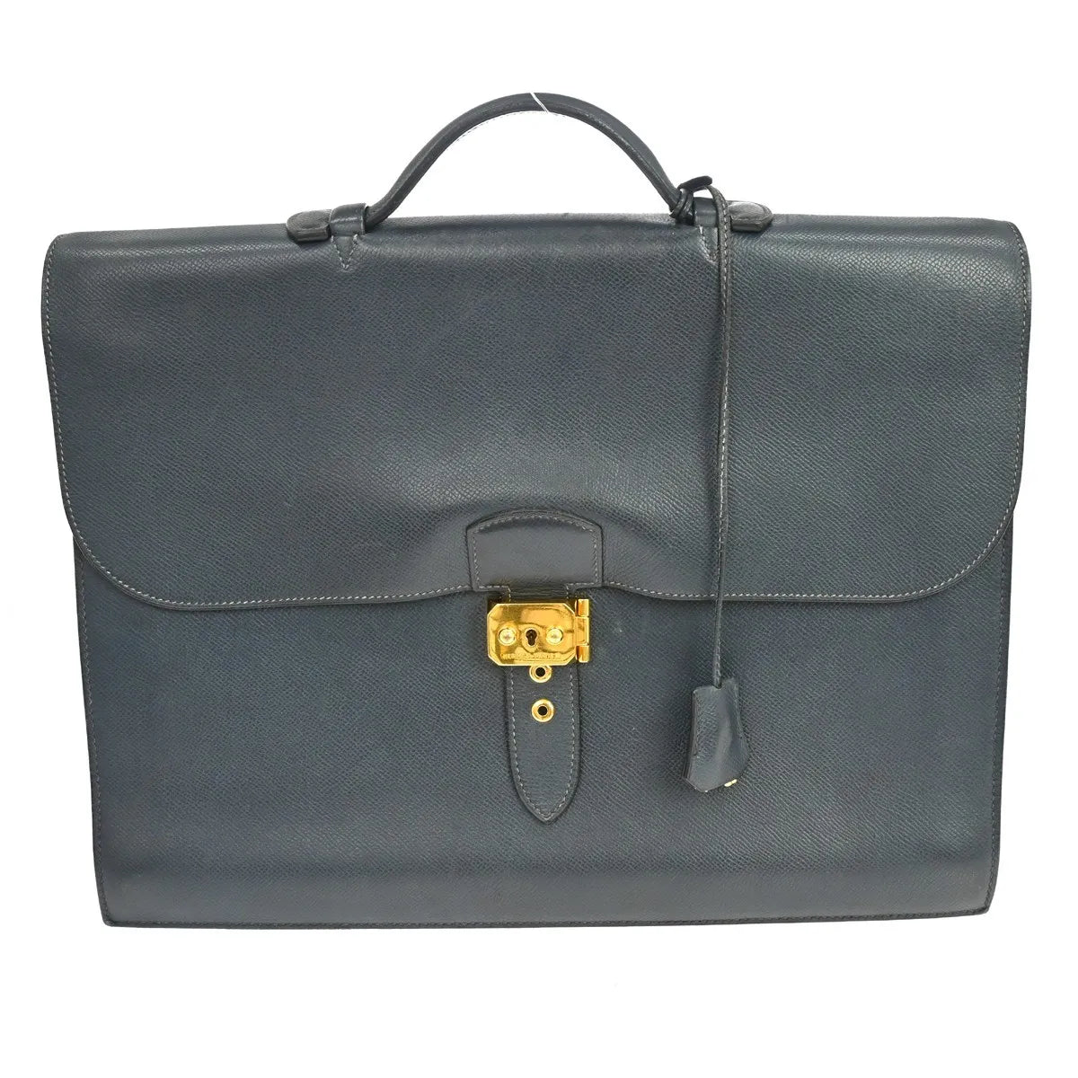 Hermes Sac a Depeches Courchevel, Navy, Leather, Handbag