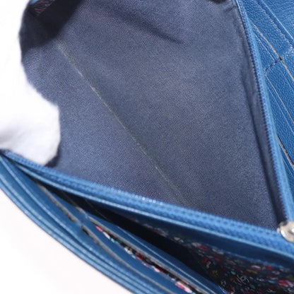 Chanel Lucky Clover Long Flap Wallet Leather, Blue, Leather, Wallet