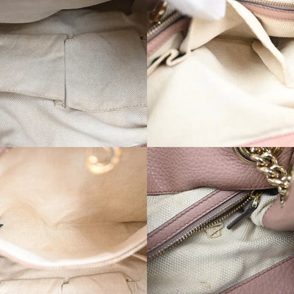 Gucci Soho Chain Strap Leather, Pink, Leather, Shoulder Bag